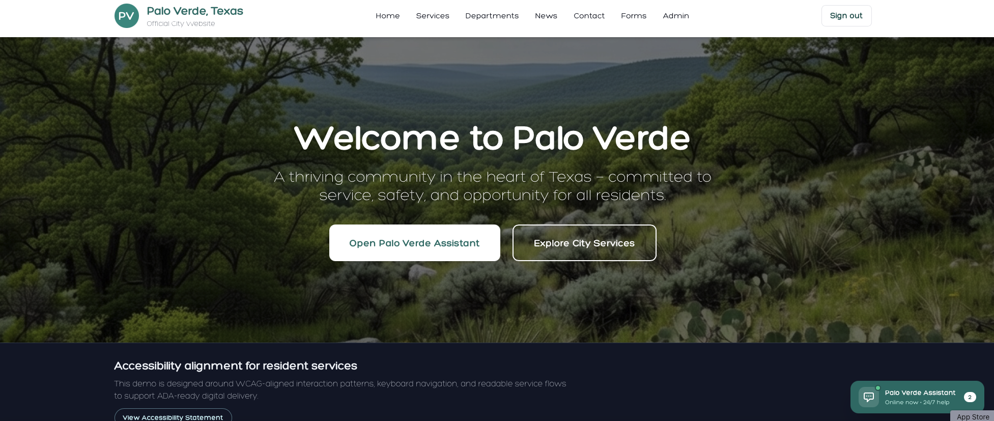 Palo Verde government website preview