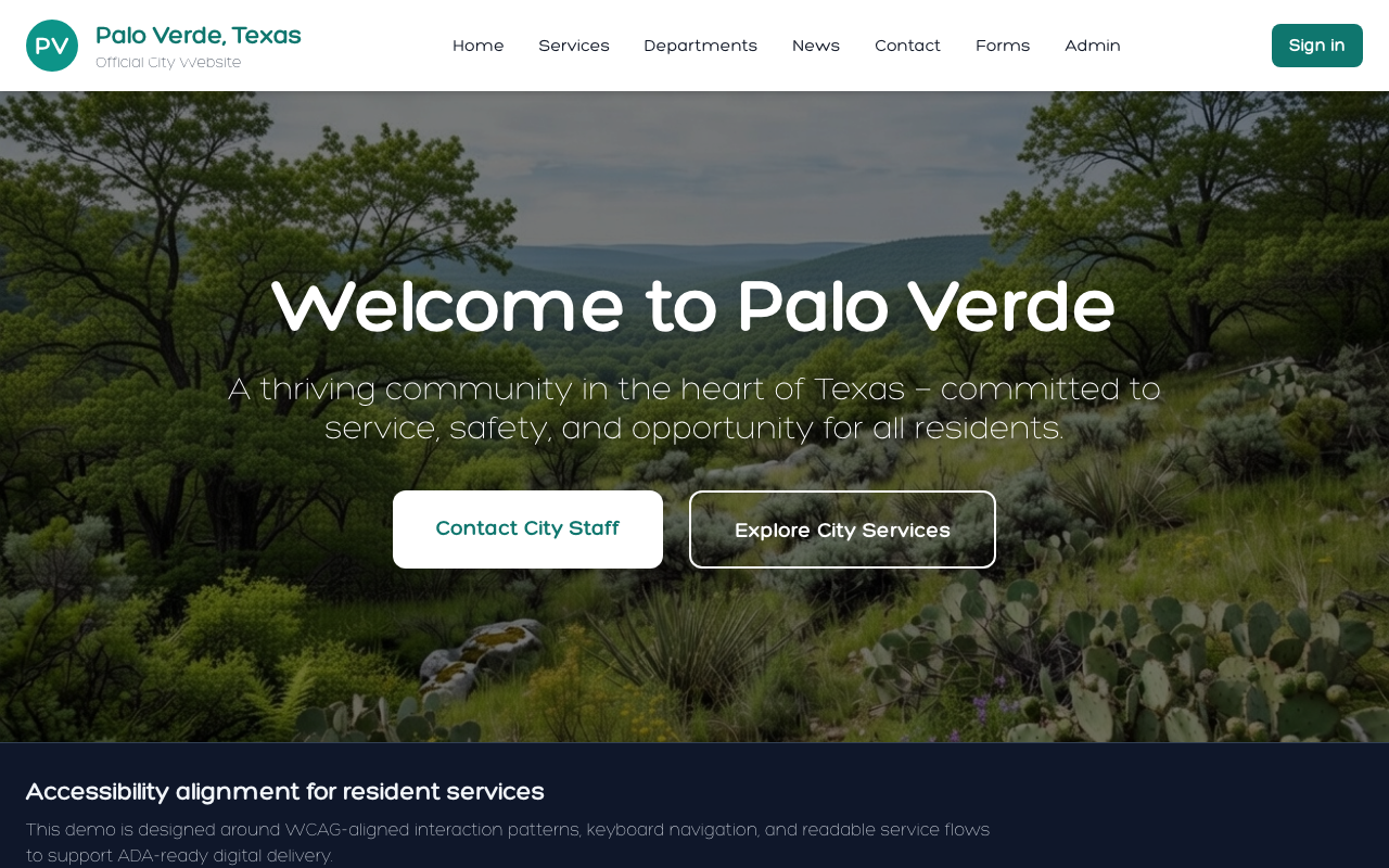 Government website homepage preview
